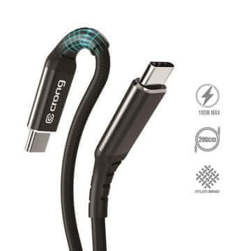 Crong Crong Armor Link - 100W PD 5A USB-C na USB-C kabel 200 cm (črn)