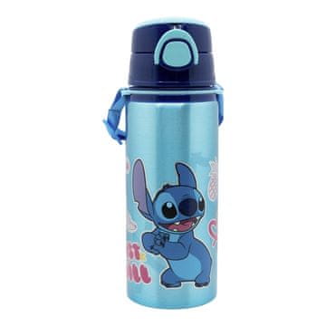 shumee Disney Stitch - aluminijasta steklenica za vodo s slamico in trakom 730 ml