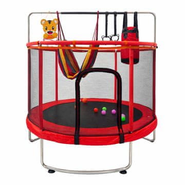 Luniks Otroški trampolin z mrežo in košem za košarko 150 cm – rdeč
