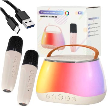 Luniks Karaoke komplet Bluetooth zvočnik LED RGB – 2 mikrofona, USB