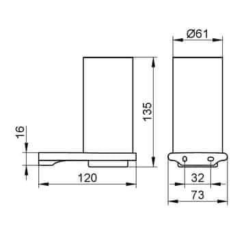 Keuco Držalo za kozarec Keuco Edition 400 ČRNO BRUŠENO KROMIRANO/STEKLO 11550139000