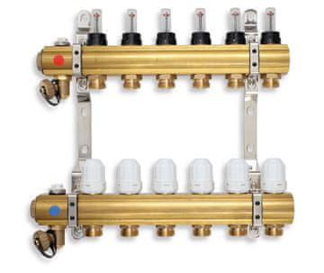 Novaservis Razdelilnik s termostatskimi ventili Novaservis REG. VIJAČNI S PRETOKOM. 6 KROGOLOV RZP06S