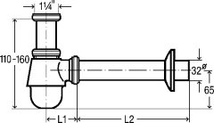 Viega Sifon za bide steklenico 5555 5/4X250 KROM (BAL.1/25) 116941
