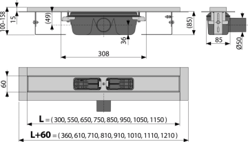 Plano Talni odtok Plano RZ1-850 Z ROBOOM 850 MM NERJAVEČE JEKLO RZ1-850