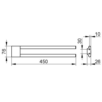 Keuco Dvojno držalo za brisače Keuco Edition 400 450MM ČRNO KROMIRANO ŠČETKANO 11518130000