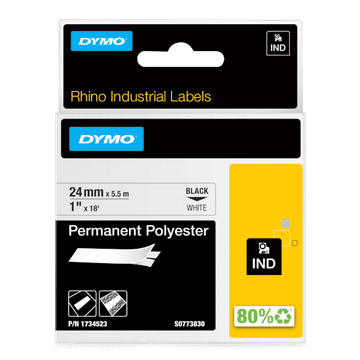 Dymo 1734523 RHINO permanentni poliester D1 XXL črno na belo 24mm x 5,5m, etiketa