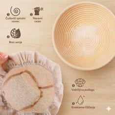HOME & MARKER® Komplet za kislo testo in peko kruha, košarica 23 cm, fermentacijski kozarec 650 ml, set orodij | DOUGHMASTER