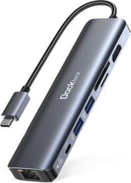 slomart Dockteck USB-C Hub, 7-v-1, HDMI 4K@60Hz, 100W PD, Ethernet