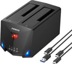 slomart FIDECO priklopna postaja za trdi disk - USB 3.2 Gen1, 2.5/3.5" SATA HDD/SSD, Type-C, kloniranje brez povezave, UASP