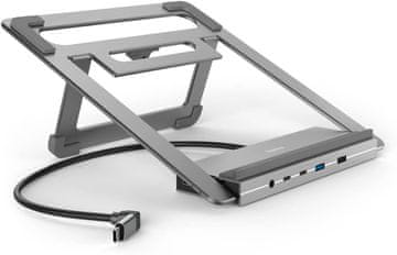 slomart Hama USB-C Docking Station s stojalom za prenosnik - 12 priključkov, HDMI, LAN