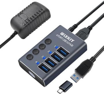 slomart Aluminijsko USB 3.0 vozlišče s 4 vrati - 5Gbps hitrost. USB razdelilnik z 36W napajanjem za MacBook, iMac, Thinkpad, itd.