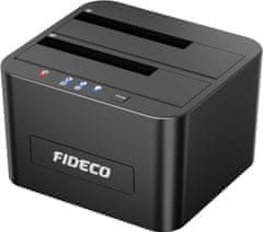slomart FIDECO priklopna postaja za trdi disk, USB 3.0 za 2,5/3,5" SATA HDD/SSD, dvojni predal, kloniranje brez povezave.