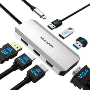 WAVLINK WAVLINK USB-C Docking Station za 4 monitore, Dual HDMI, DP, VGA