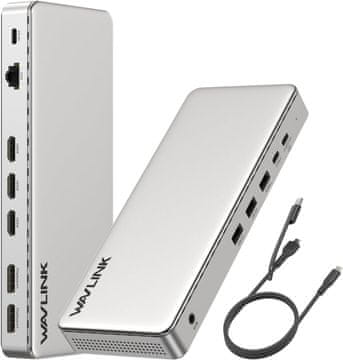 slomart WAVLINK priklopna postaja za 3 monitorje - SM770: 3x HDMI, 2x DP, 100W PD, USB-A/C 10Gbps, 2.5G Ethernet, Mac/SMI
