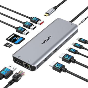 Mokin MOKiN Docking Station USB-C - Multiport adapter za MacBook, 2 monitorja