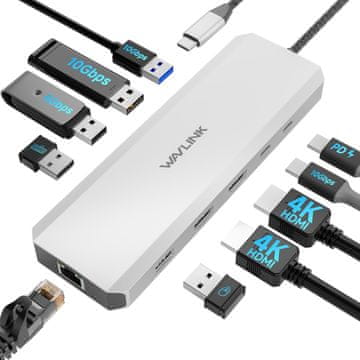WAVLINK WAVLINK Laptop Docking Station 2x HDMI, USB-A/C 10Gbps