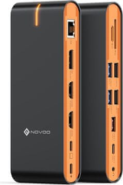 slomart NOVOO 15-v-1 USB C priklopna postaja - Trojni monitor 8K DP, Dvojni 4K HDMI, 10Gbps USB, SD/TF, Gigabit Ethernet, PD 100W, Mac/Windows