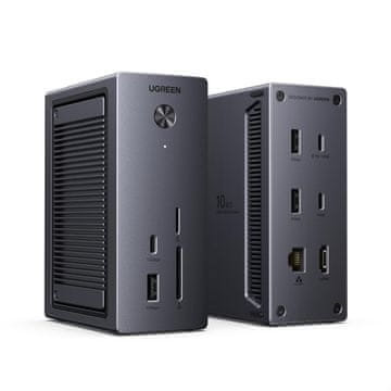 slomart UGREEN Revodok Pro: Priklopna postaja USB C z M.2 NVMe ohišjem, HDMI 4K, 10Gbps, SD/TF, Gigabit, 100W PD. Za MacBook/Windows.