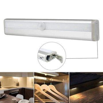 Netscroll LED senzorska lučka za gibanje, 10 LED, 5 m doseg, 120°, bela, 19 cm, SeeLux.