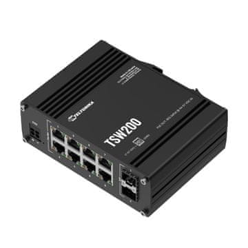 Teltonika stikalo Giga 8-port 8x PoE 2xSFP 240W DIN Mini TSW200-62W