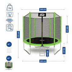 Aga Sport Top Trampolin 250 cm Svetlo zelena + zaščitna mreža + lestev