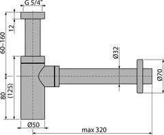 Alca Plast Sifon za umivalnik Alcaplast 32 DESIGN BRONZASTA-ANTIČNA(12) A400ANTIČNA
