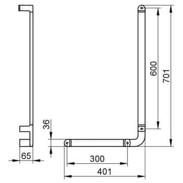 Keuco Kljuka upognjena 90° Keuco Elegance 401/701MM LEVA KROMIRANA 31606010602
