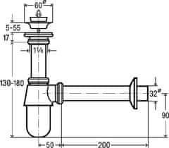 Viega Sifon za umivalnik univ.5755 5/4X5/4 KROM (BAL.25/700) 366681
