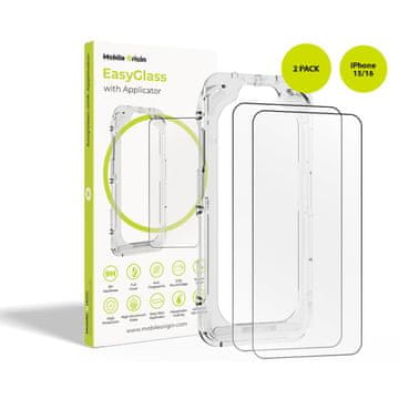 Mobile-origin EasyGlass zaščitno steklo za iPhone 15/16, 2 kompleta (EGA-i16-2pk)