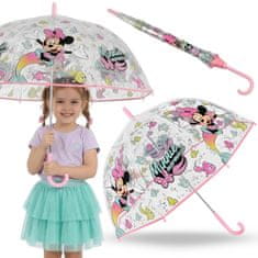 Disney DISNEY Minnie Mouse Roza otroški dežnik za deklice, zložljiv, prozoren, samodejni dežnik