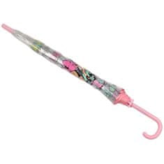 Disney DISNEY Minnie Mouse Roza otroški dežnik za deklice, zložljiv, prozoren, samodejni dežnik