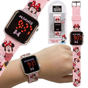 Disney DISNEY Minnie Mouse Roza digitalna ura, LED-ura za zapestje za dekleta, z datumom in uro