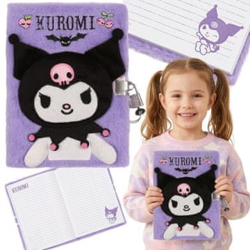 HELLO KITTY KUROMI Plišasti zvezek za deklice, dnevnik za ključe, šolski zvezek z vrsticami, format A5