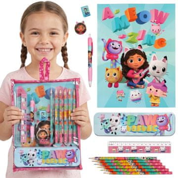 DreamWorks Gabby's Dollhouse Velik šolski komplet za dekleta, komplet pisarniških potrebščin za šolo, komplet pisarniških potrebščin