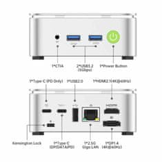 GMKtec računalnik mini PC G10 AMD Ryzen5 3500U 16GB RAM 1T SSD NucBox srebrn