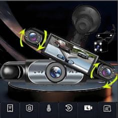 VYZIO® Štirikanalni avtomobilski snemalnik vožnje 1080p, 150° širokokotni, z zadnjo kamero | CAMERIK