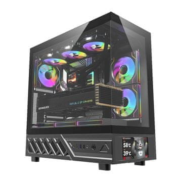 darkFlash Računalniško ohišje DarkFlash DS950V z zaslonom (črno) + 6 ventilatorjev