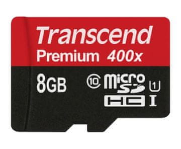 Transcend Pomnilniška kartica 8 GB microSDHC UHS-I 400x Premium (razred 10) (brez adapterja)