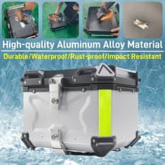 KJB Aluminijasti kovček za motorno kolo, 45 l, 55 l, 65 l – vodoodporna zadnja shranjevalna skrinja