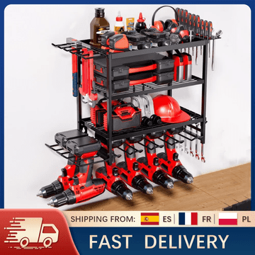 KJB 4-slojna stenska omarica za shranjevanje orodja z rešetko za obešanje