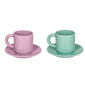 Andrea Fontebasso Set skodelica za črno kavo Colorblock 100ml / vijola, zelena / 2 kos / porcelan