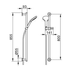 Keuco Tuš komplet Keuco IXMO 3-PRUŽEK, DRŽAČ 85 CM KROMIRAN 59587010801