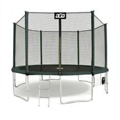 Aga SPORT PRO Trampolin 430 cm Temno zelena + zaščitna mreža + lestev + žep za čevlje