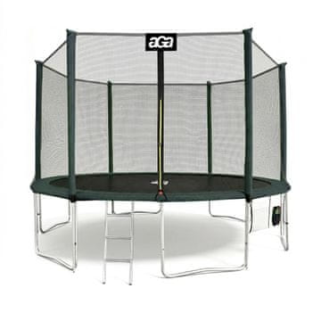 Aga SPORT PRO Trampolin 430 cm Temno zelena + zaščitna mreža + lestev + žep za čevlje