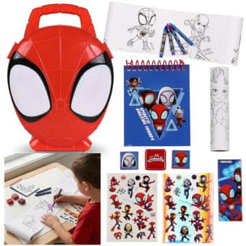 MARVEL COMICS Spidey and His Amazing Friends Ustvarjalni komplet za otroke, likovni komplet za barvanje + kovček