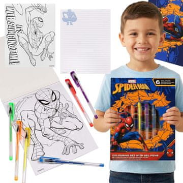 MARVEL COMICS MARVEL Spider Man Ustvarjalni komplet za otroke, likovni komplet za barvanje, gelska pisala + barvanki