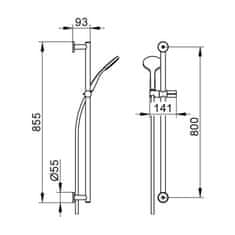 Keuco Tuš komplet Keuco IXMO 1-PRUŽEK, DRŽAČ 85 CM KROMIRAN 59587010921