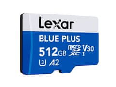 Lexar Spominska kartica BLUE PLUS, Micro SDXC, 512GB, 170MB/s, U3, V30, A2, UHS-I, z adapterjem
