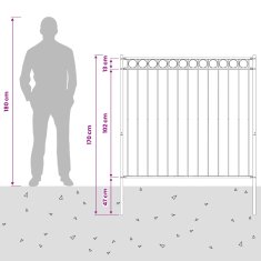 Vidaxl Element Ograje ASSEN Siva 170 x 170 cm Jeklo
