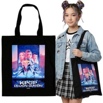 sarcia.eu K-Pop Demon Hunters Prostorna torba čez ramo, platnena, za večkratno uporabo, trpežna nakupovalna vrečka 40x35 cm